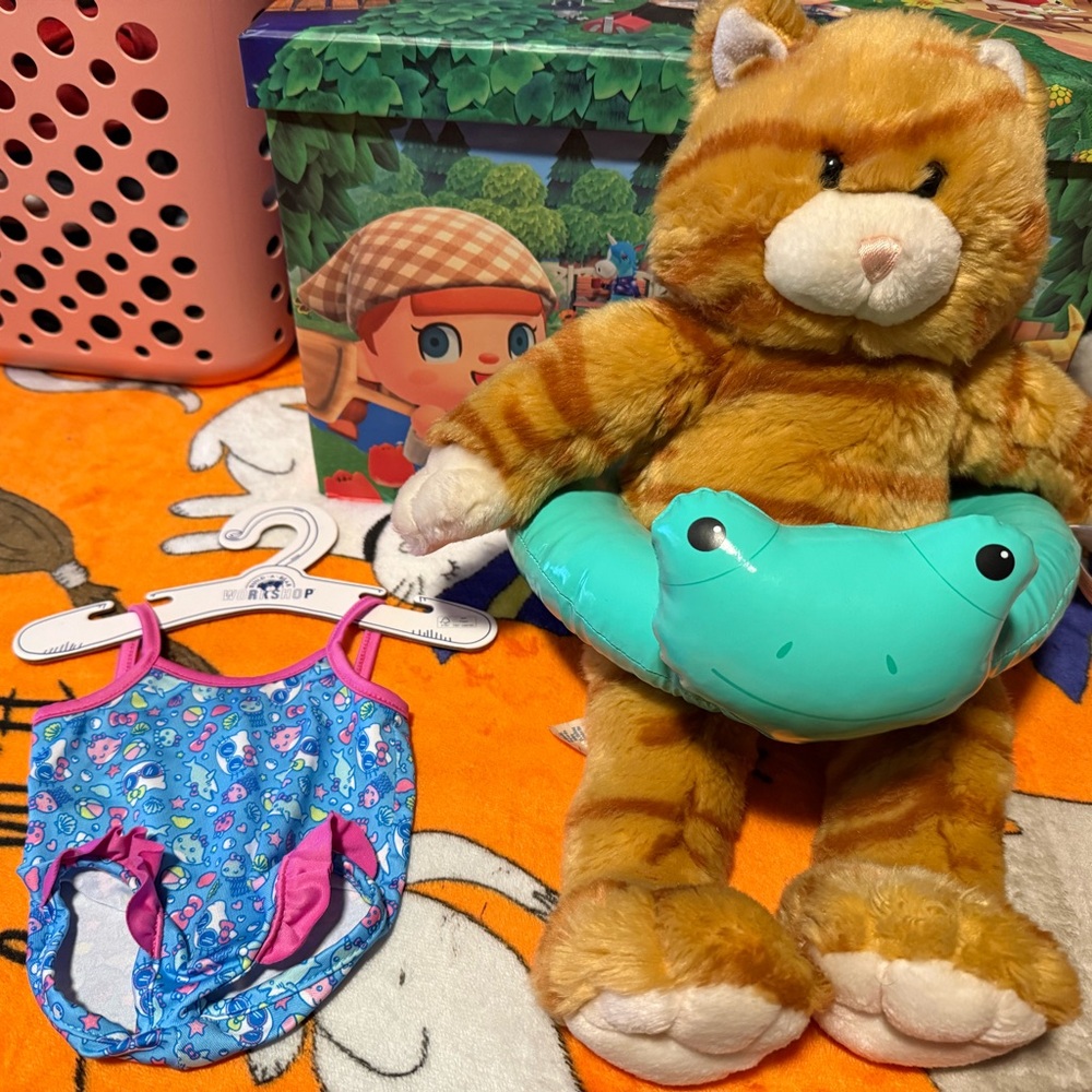Vintage build a bear cat with swim gear